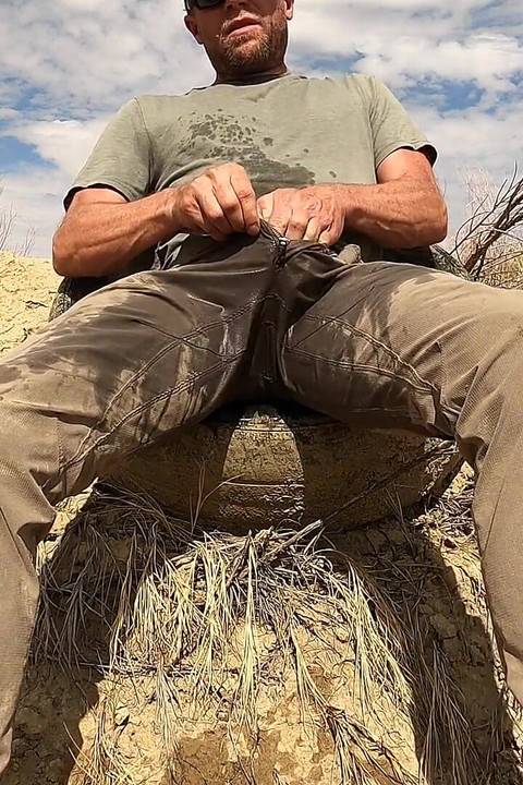 Spraying Piss During Field Work