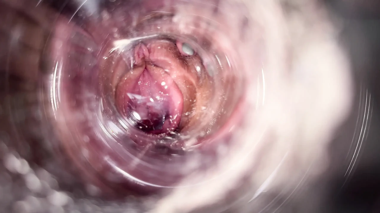 Camera deep inside Mia's tiny creamy vagina