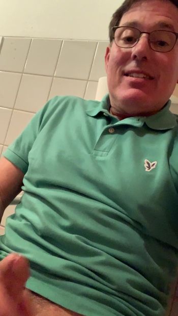 Quick cumming in the public bathroom at the mall. I jerk-off on toilet and cum.