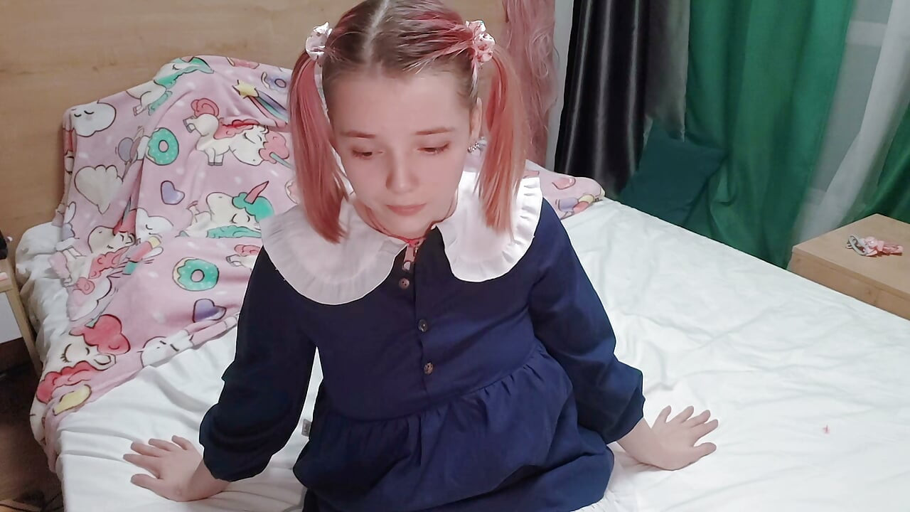 School Girl take off Her School Unoform and Rub Her Young Pussy! Teen Orgasm