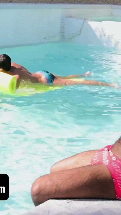 Step-Father's Day Pool Party With New Neighbours Turns Into A Foursome Anal Orgy Fuckfest - SayUncle | Clip 1
