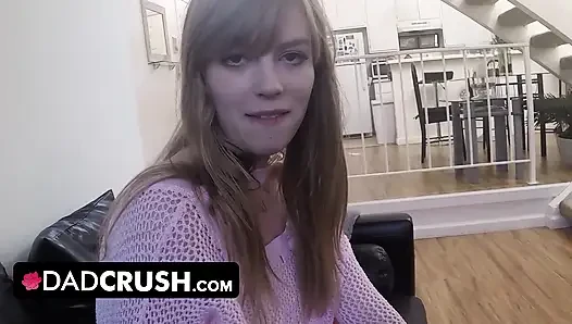 DadCrush - Horny Babe Strips Naked And Gets Her Hairy Pussy Plowed Hard By Big Throbbing Cock
