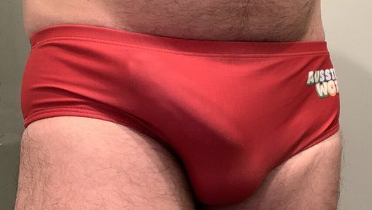 Creaming a red speedo