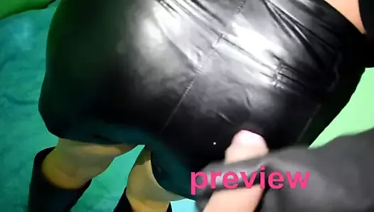 Cum on leather ass! with rubber gloves, Riding Boots, short