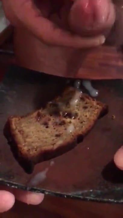 My colleague serves cum on my cake.