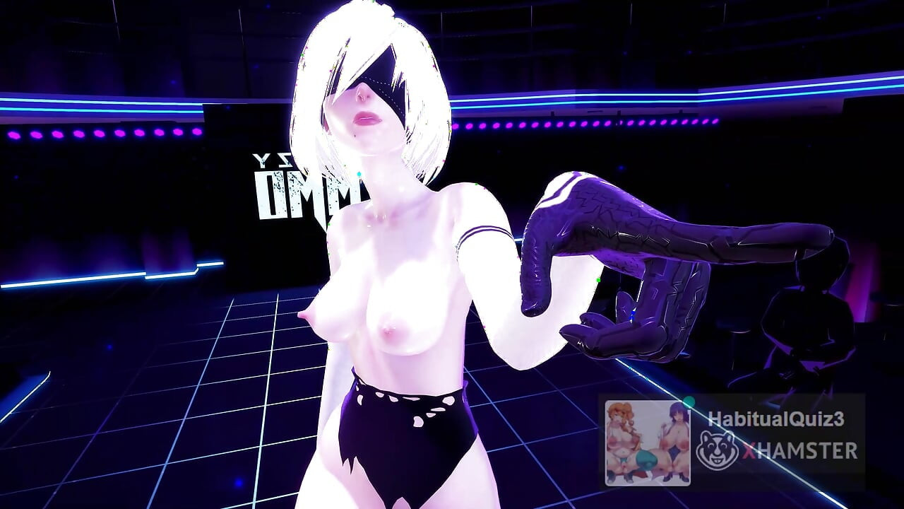 mmd r18 2B Chewy Nier Automaten cosplay dicker arsch will hart betrügende königin ficken, pelziges 3d-hentai mit großem dildo