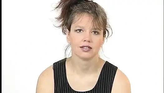 Horny brunette vixen dildoing her hairy cunt at casting