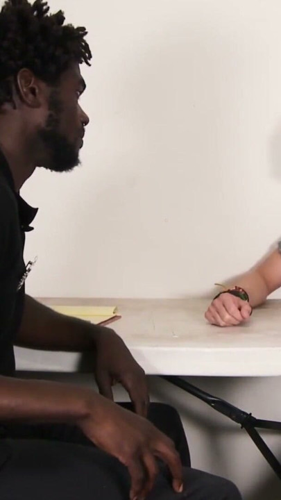 Twink suspect sucks on big black cock and gets fucked raw | Clip 1