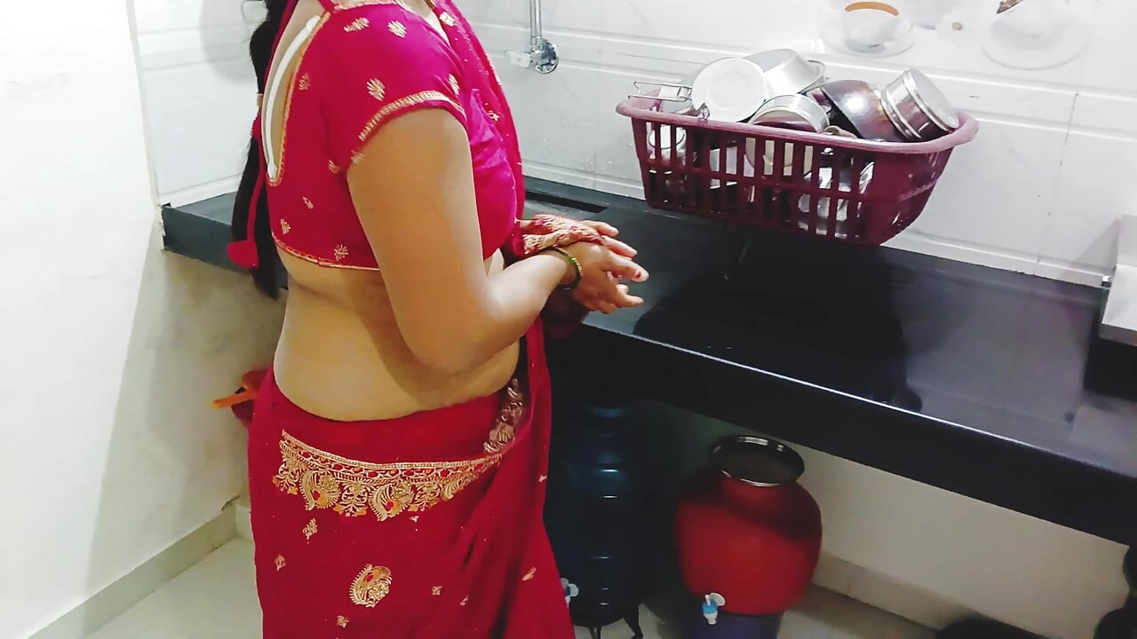 Desi sister-in-law fucked while cleaning in the kitchen while talking sexy things