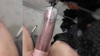 Pumping my horny cock in front of mirror