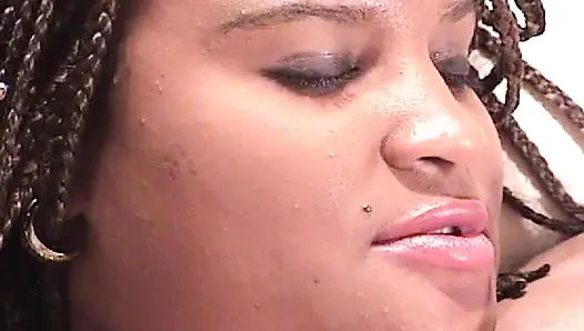 Chubby Ebony MILF Enjoys Two Cocks After Pool Game