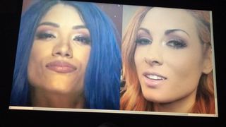 WWE Sasha Banks &amp; Becky Lynch dubbel sperma eerbetoon
