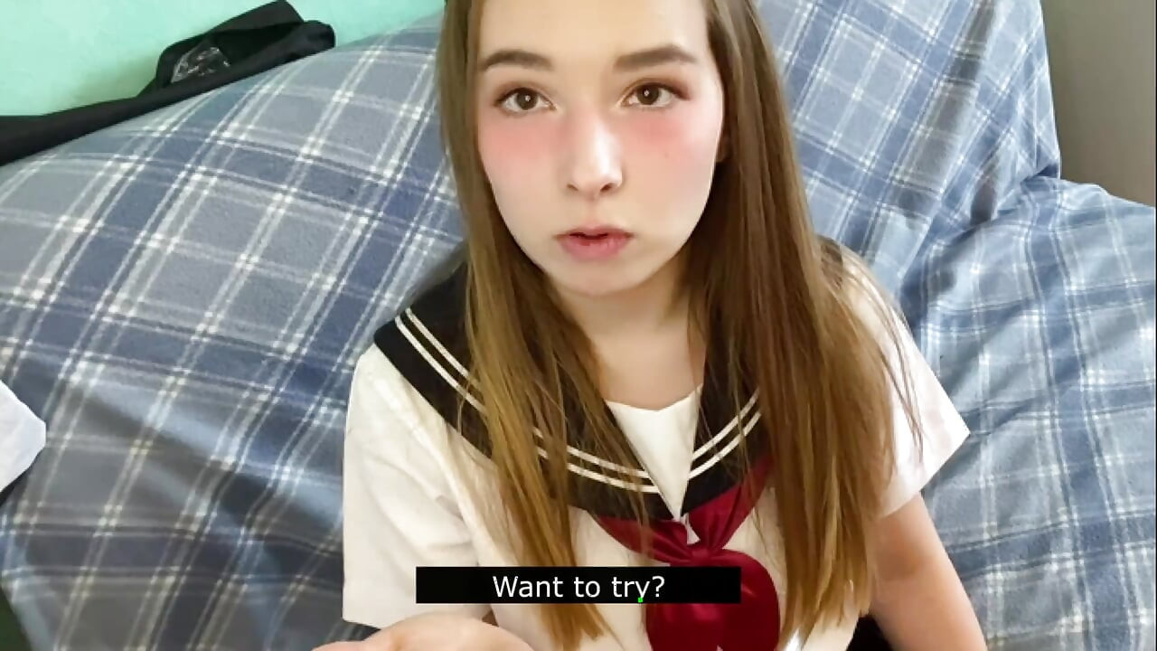 pov(देखने का बिंदु) जापानी वर्दी में प्यारी आपके साथ एक ही कमरे में अकेली