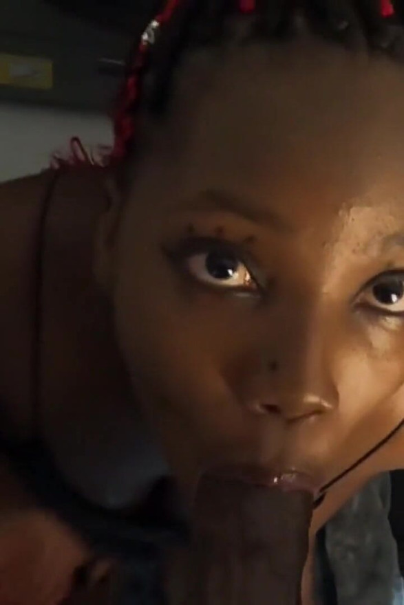 Ebony Bitch Been a Busy Girl Just Started Laundry While Giving Sloppy Blowjob on Knees - Mastermeat1