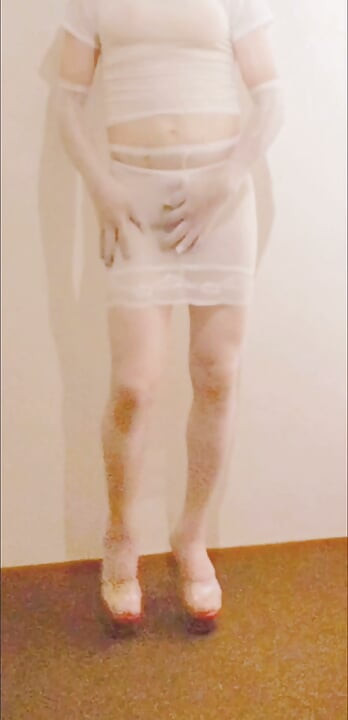 Nylon fetisj tgirl sroke og erte kuken sin over fetisjnylon