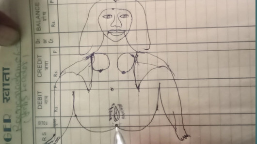 Artes desenhando com a ajuda de um lápis enquanto faz sexo