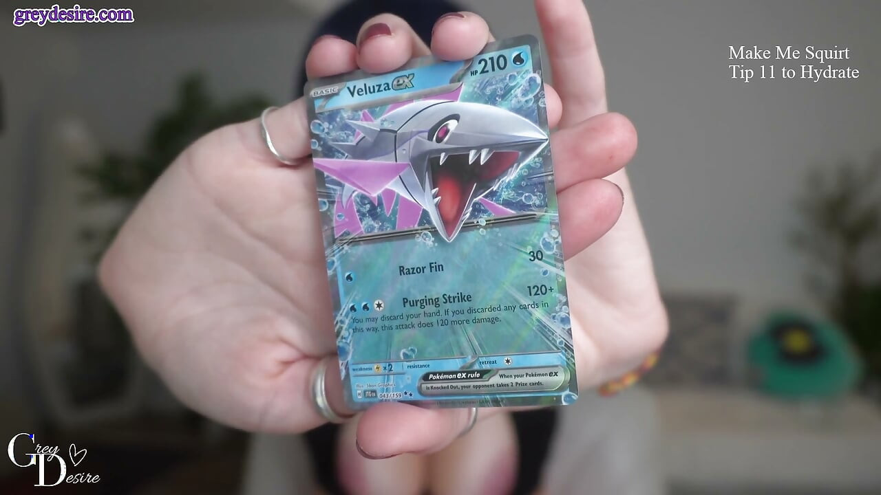 Amateur MILF Topless Pokemon Card Opening - Grey Desire