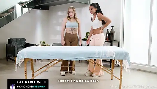 ALL GIRL МАССАЖ - идеальный межрасовый секс 69 и развлечение с ножницами между двумя сексуальными подружками