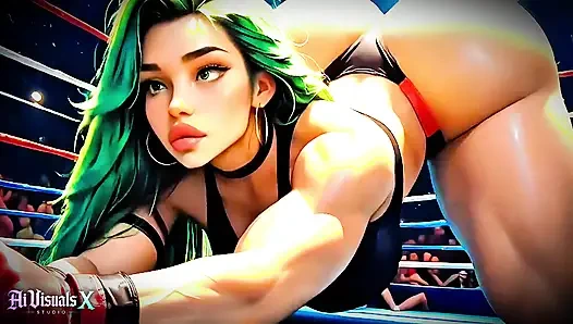 (4k) yapay zeka 3 boyutlu animasyonlu - yeşil saçlı sürtük memelerinden sikiliyor ve güreş ringinde sert sikiliyor (ai visuals x)