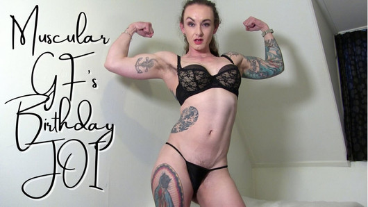 Muscular GF's Birthday JOI - full vide on ClaudiaKink ManyVids!