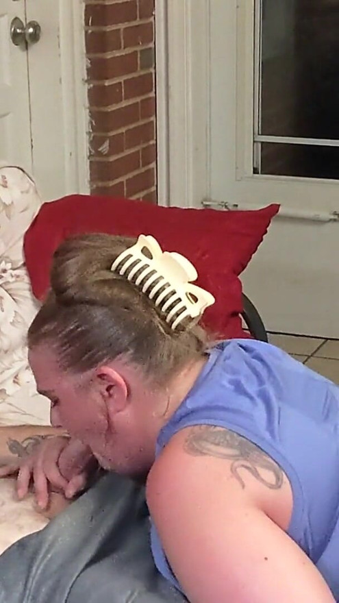 Cheating wife caught giving the neighbor a blowjob and smoking! | Clip 1