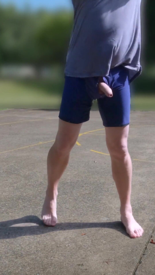 Playing basketball on a public court with my cock on display | Clip 1