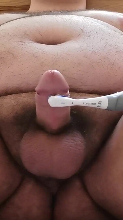 Must-see moment from "chubby guy cums with electric toothbrush"