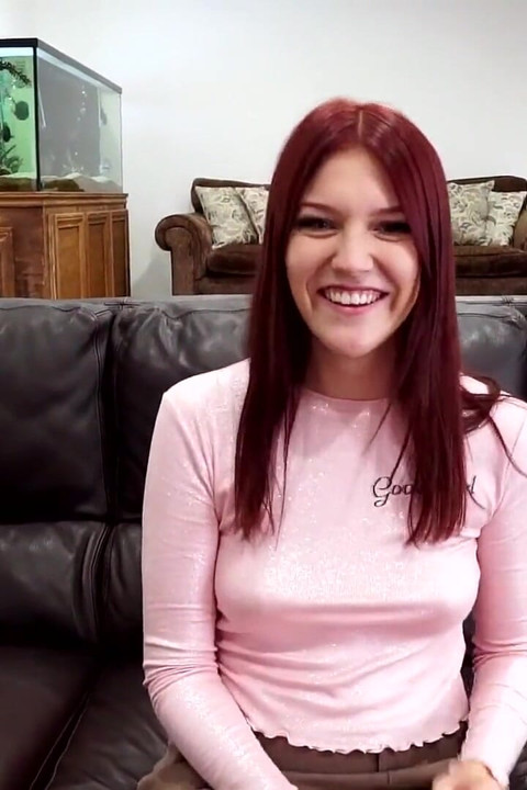 Shy redhead is nervous before cock