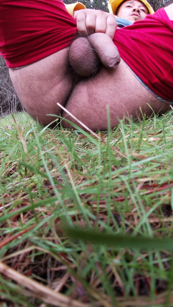 Key moment from "Ass Up, Balls Swinging - Caught Stroking in the Pines (Part 2)"