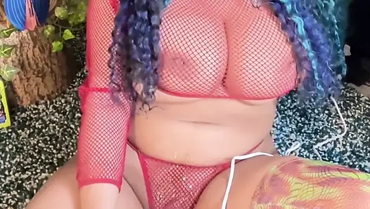 Busty Ebony Girl Edging Herself with Her Vibrator