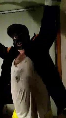 Dirty face coal miner enjoys play time after work