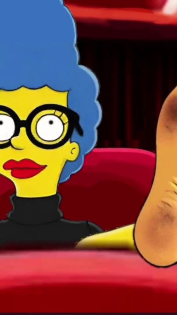 Key moment from "Housewife Mrs. Sinpsom Teases With Dirty Feet. JOI. Tarantino parody.. Cartoon Foot Fetish"