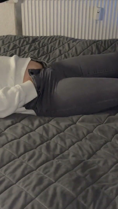 Multiple orgasms bed trembling twitch moaning blonde jeans horny wet dirty foreplay before sex | Clip 1