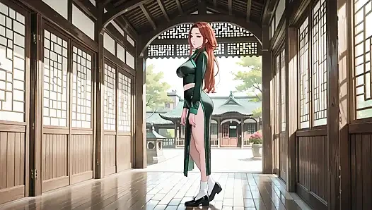 Cewek rambut merah & zamrud qipao! Rayuan malas-malas di halaman timur