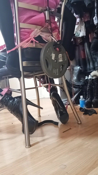 Sissy Maid Chair Self Bondage | Clip 1
