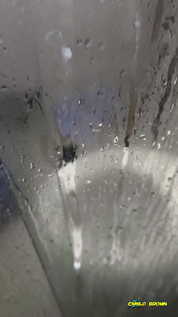 Powerful moment from "Camilo Brown Jerking His Big Uncut Cock in the Shower and Eating His Own Cum"