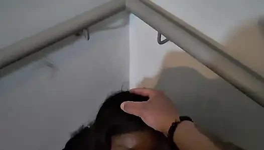 Shy Girl Gets Convinced in Elevator to Swallow a Stranger's Cum
