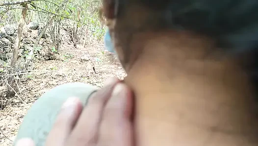 Cute neck licking outdoor romance