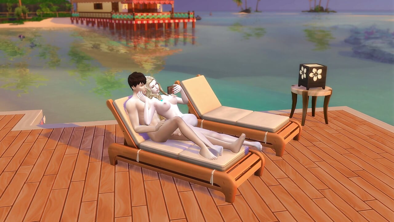 คู่รักตื่นเต้นในวันที่ชายหาด