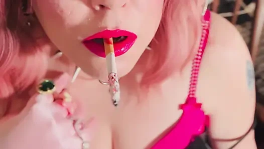 Watch Your Girl Tina Snua Smoke A Cigarette In Pink Satin Goves With Lots Of Rings - Snap Inhales OMI OME Drifting Smoker