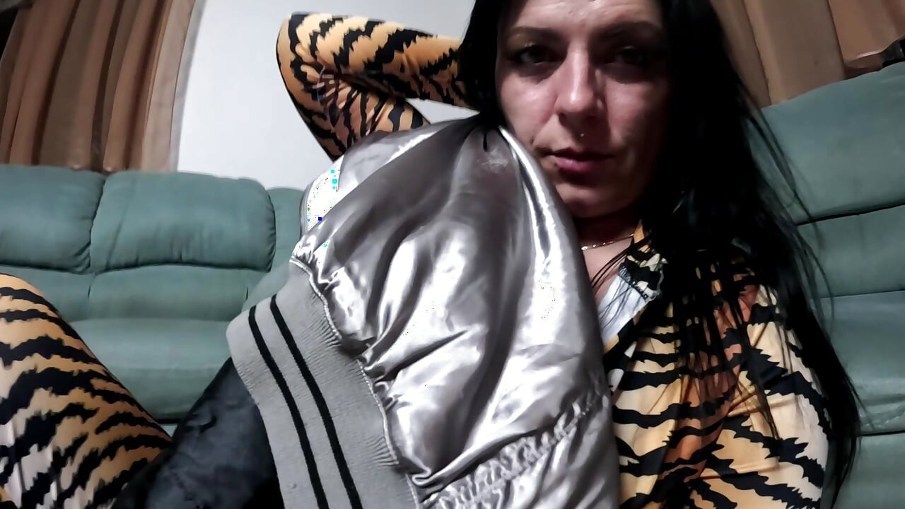 Smoking Fetish, Bomber Jacket Destruction and Dirty Masturbation in a Glossy Nylon Jumpsuit