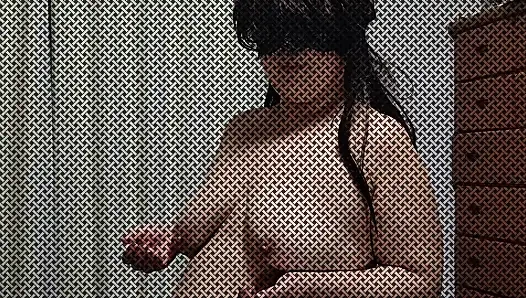 Chubby colossal breasts mature wife stimulates nipples and at the same time. After that, a, and finally a cum shot on the chest!