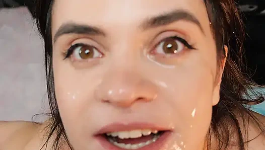 Stepbro Cum In My Eyes Deep Blowjob With Messy Facial Finish