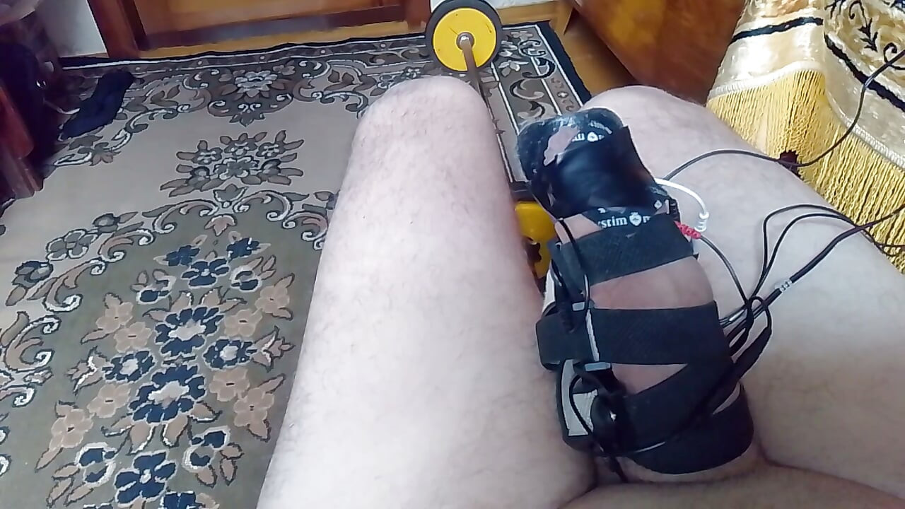 Very huge electro cum. Very powerful cum. Two electro stim sex toys.
