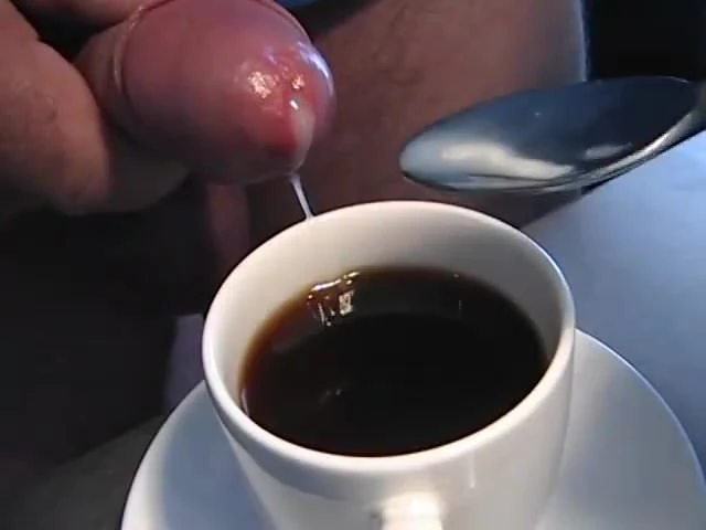 sperm coffee cookie glass uncut cock foreskin masturbation