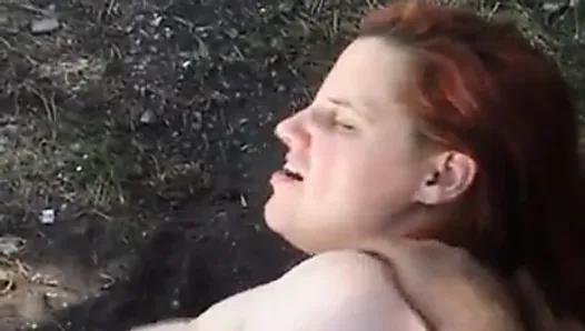 A fat redhead hungarian girl fucked in the forest