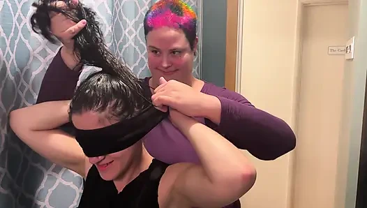 Feeling around in the dark - Blindfolded lovers meet for the first time - Cliff Media Productions