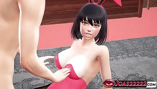 Ryuko Bunny, косплей анимация 3D - массаж со стонами больших сисек, трах пальцами тугой киски, вибратор, сквирт в хентай без цензуры