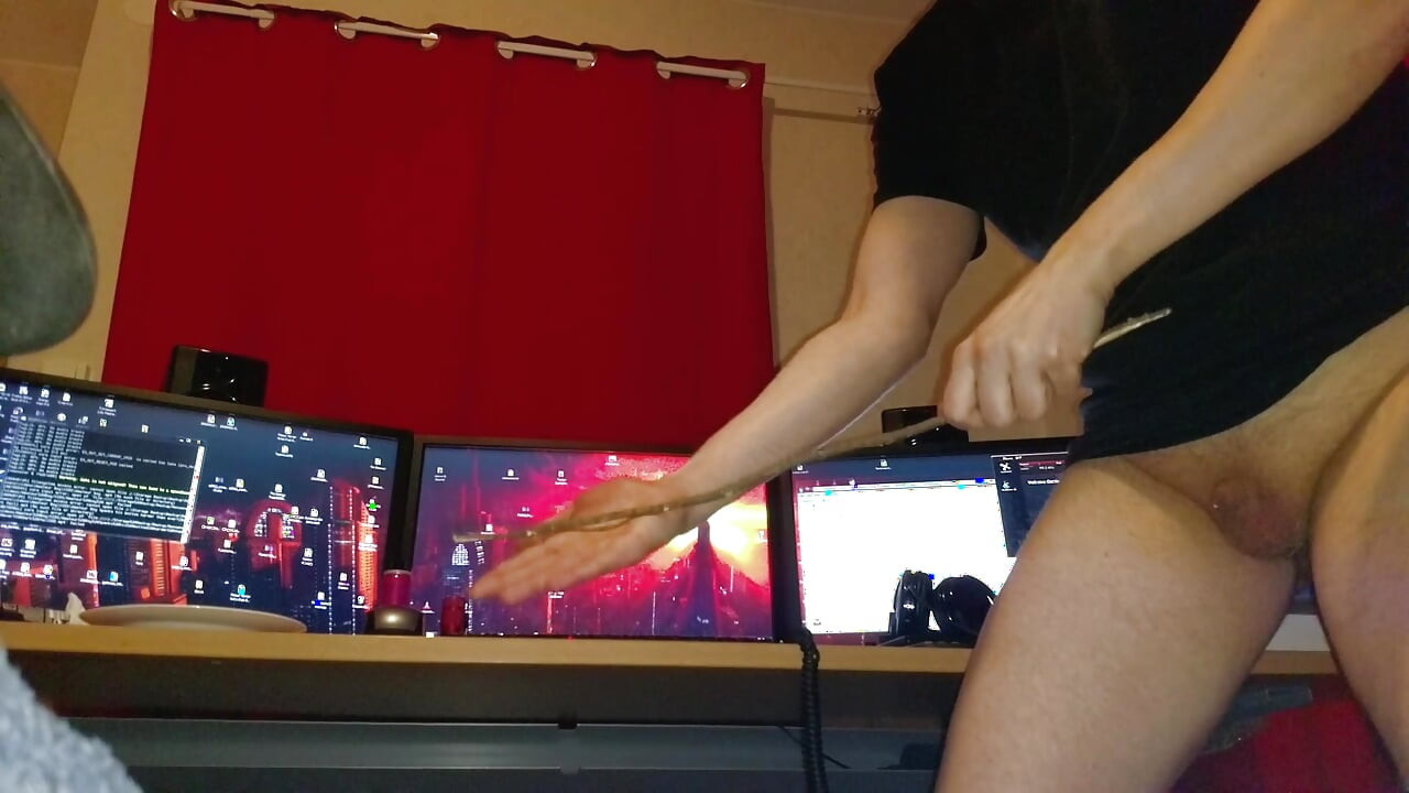 Amateurboy Whips His Ass with a Clothes Hanger