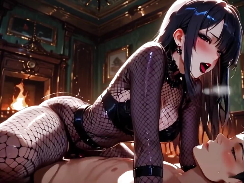 Ai Anime: a Busty Goth Asian Babe Gives a Blowjob and Fuck Me.